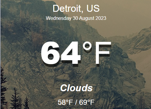 A screenshot of a weather application.